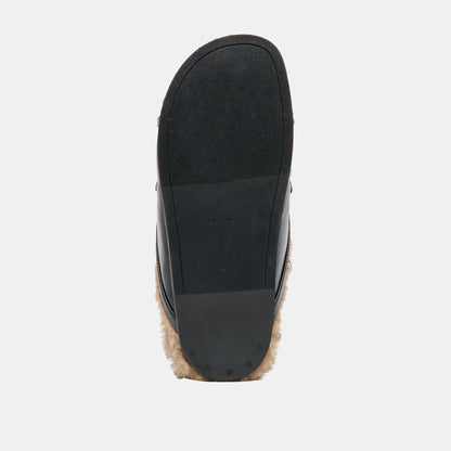 Dolce Vita SHOES Jodero Plush Black Leather Flats