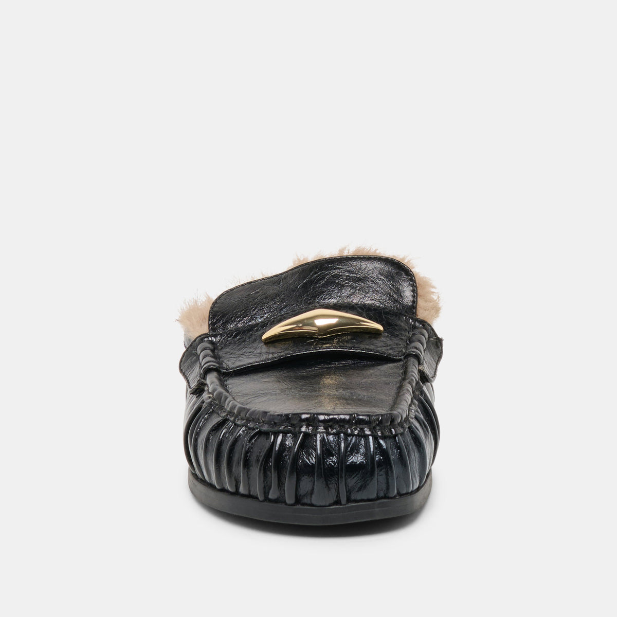 Dolce Vita SHOES Jodero Plush Black Leather Flats