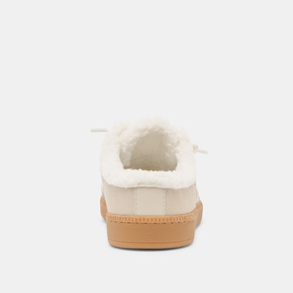 Dolce Vita SHOES Notice Slide Plush Off White Crackled Leather Sneakers