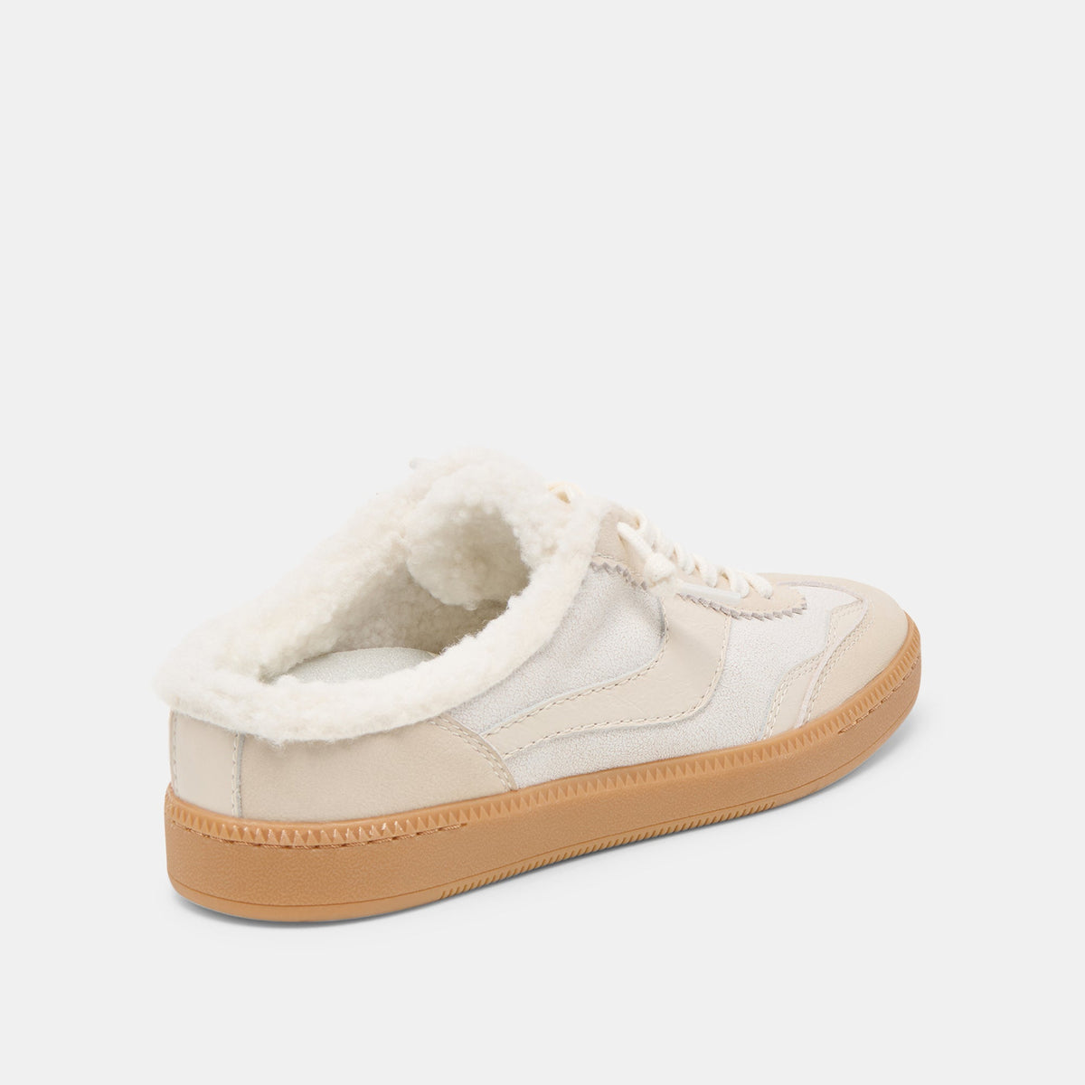 Dolce Vita SHOES Notice Slide Plush Off White Crackled Leather Sneakers