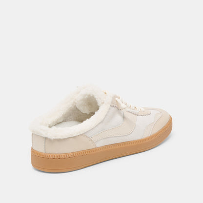 Dolce Vita SHOES Notice Slide Plush Off White Crackled Leather Sneakers