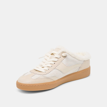 Dolce Vita SHOES Notice Slide Plush Off White Crackled Leather Sneakers