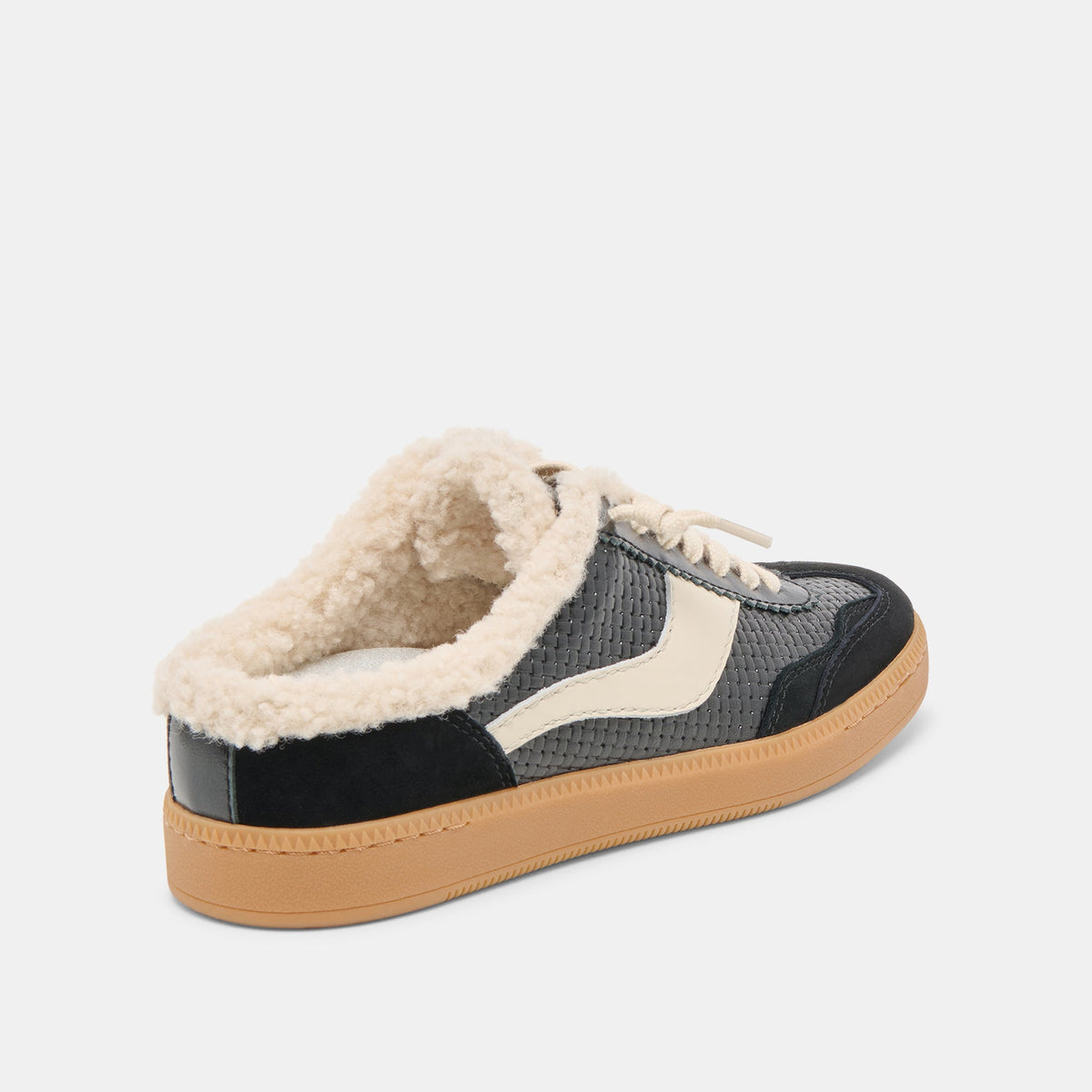 Dolce Vita SHOES Notice Slide Plush Black Woven Leather Sneakers