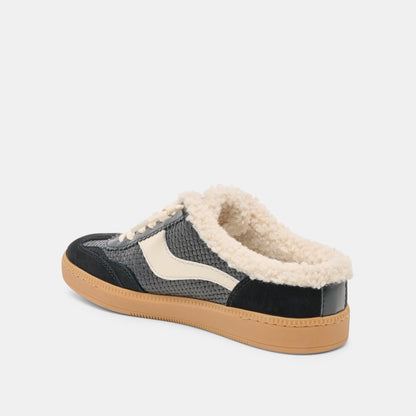 Dolce Vita SHOES Notice Slide Plush Black Woven Leather Sneakers