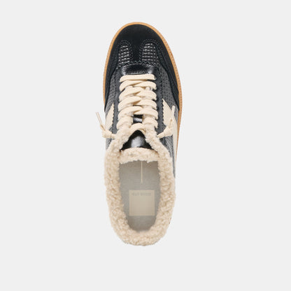 Dolce Vita SHOES Notice Slide Plush Black Woven Leather Sneakers