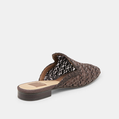 Dolce Vita SHOES Kirt Chocolate Cross Hatch Raffia Flats