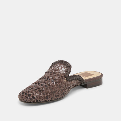 Dolce Vita SHOES Kirt Chocolate Cross Hatch Raffia Flats