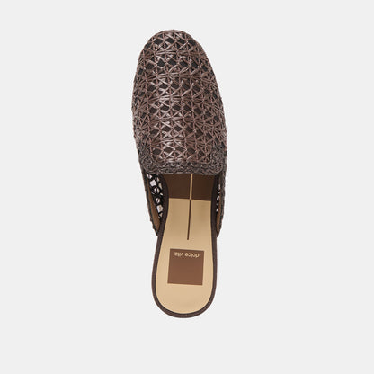 Dolce Vita SHOES Kirt Chocolate Cross Hatch Raffia Flats