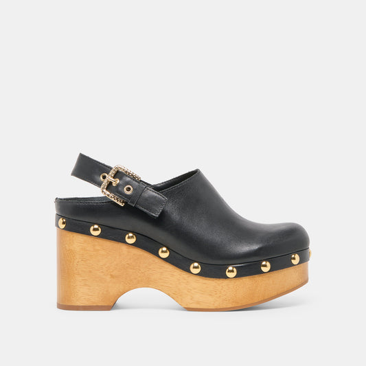 Dolce Vita SHOES Adelan Black Leather Clogs