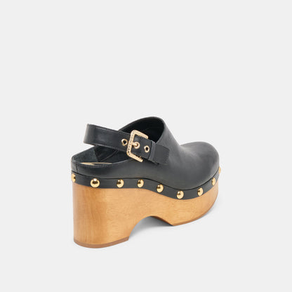 Dolce Vita SHOES Adelan Black Leather Clogs