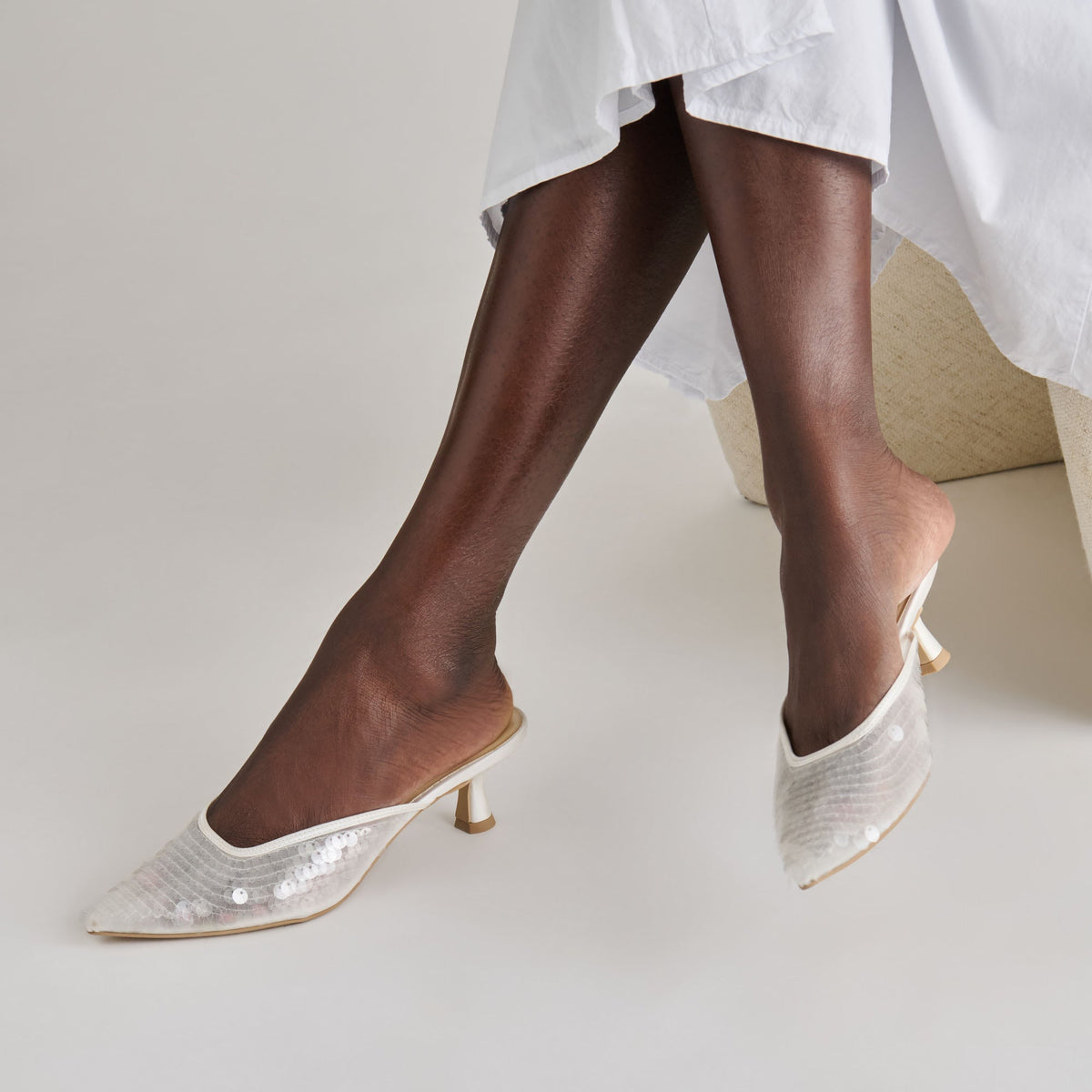 Dolce Vita SHOES Cleo Ivory Sequin Heels