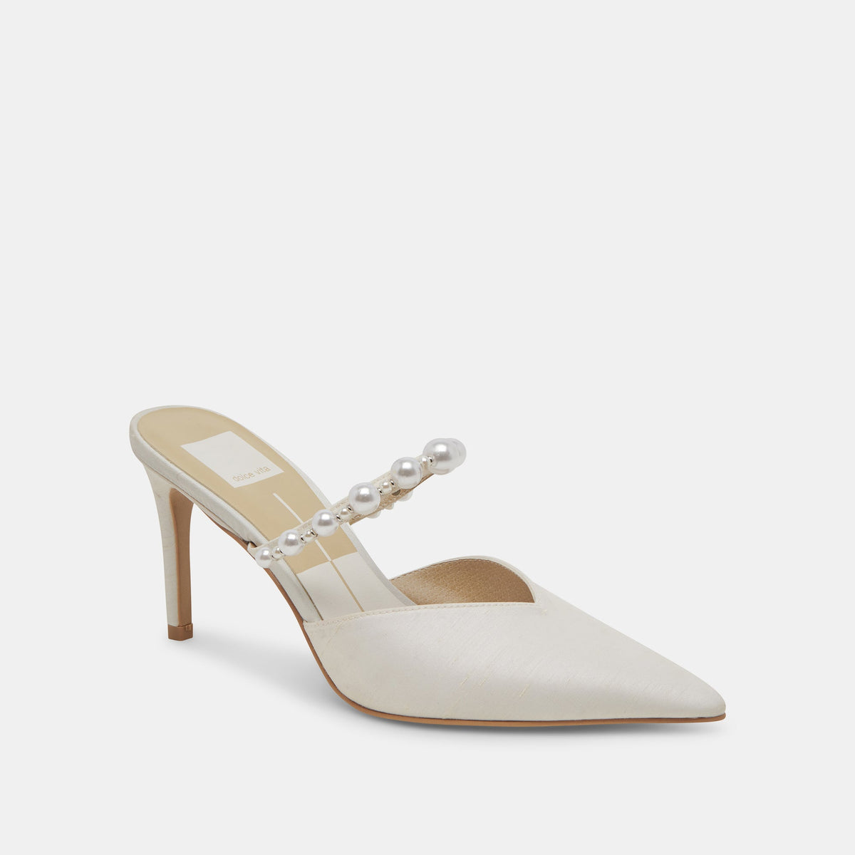 Dolce Vita SHOES KANIKA Pearl Heels Vanilla Silk | Vanilla Silk Pearl Tapered Heels
 – Dolce Vita