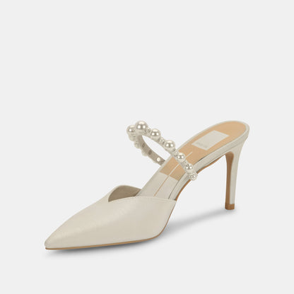 Dolce Vita SHOES KANIKA Pearl Heels Vanilla Silk | Vanilla Silk Pearl Tapered Heels
 – Dolce Vita