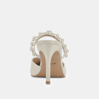 Dolce Vita SHOES KANIKA Pearl Heels Vanilla Silk | Vanilla Silk Pearl Tapered Heels
 – Dolce Vita