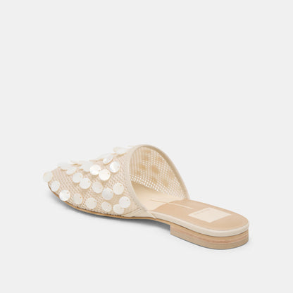 Dolce Vita SHOES Rova Bead Ivory Disc Mesh Flats