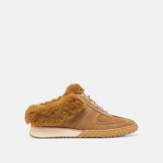 Dolce Vita SHOES Izzey Plush Lt Brown Suede Sneakers