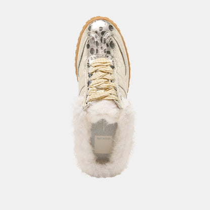 Dolce Vita SHOES Izzey Plush Platinum Leather Sneakers