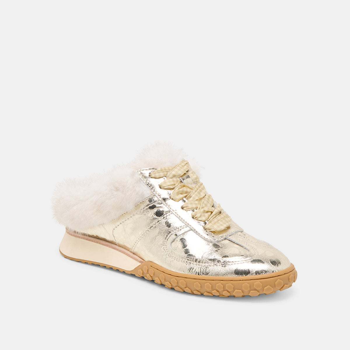 Dolce Vita SHOES Izzey Plush Platinum Leather Sneakers