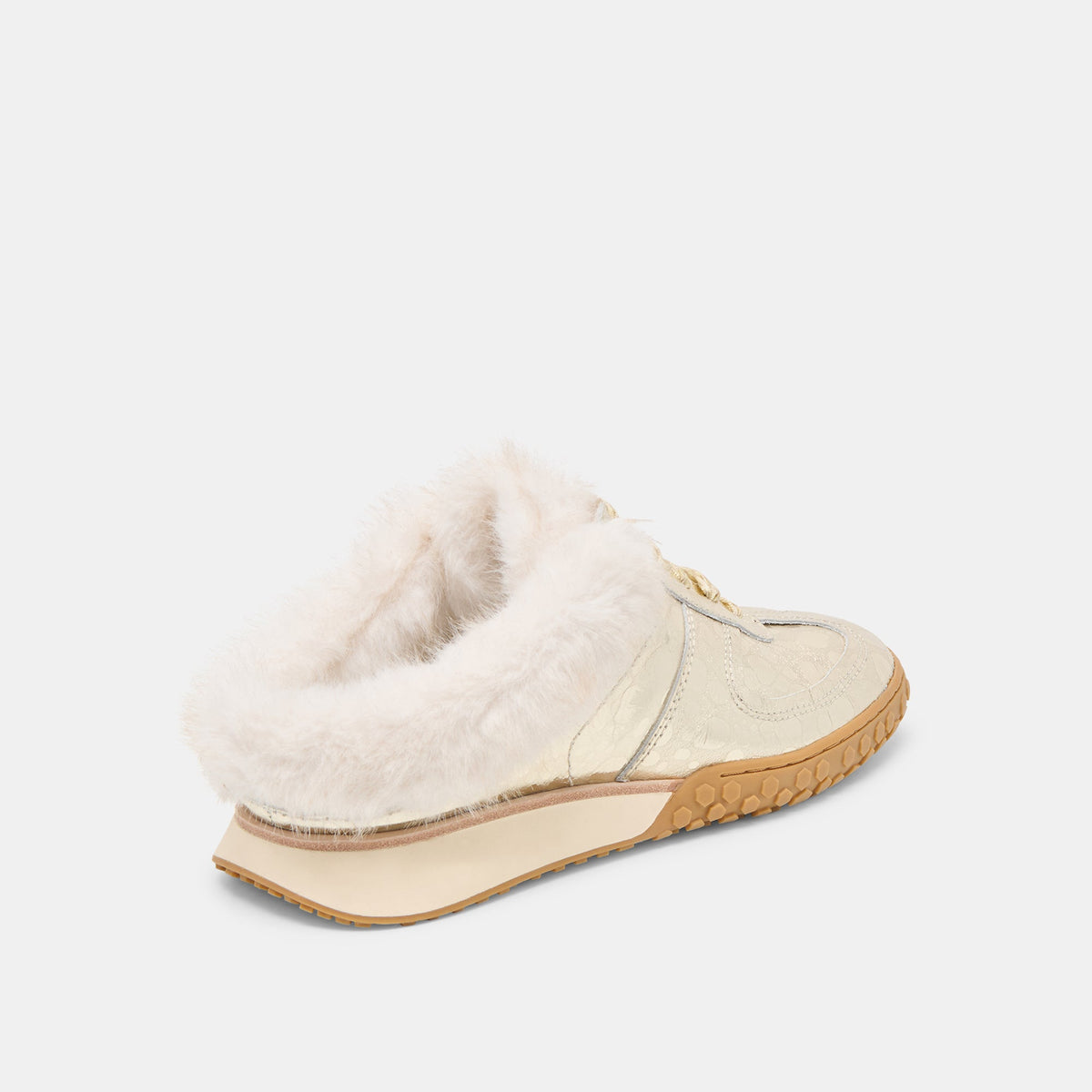 Dolce Vita SHOES Izzey Plush Platinum Leather Sneakers