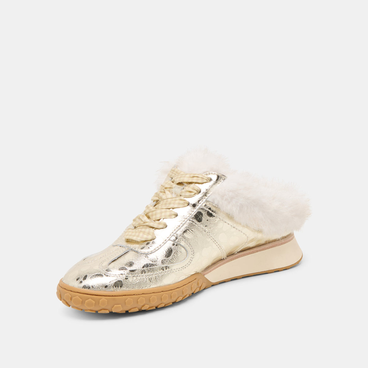 Dolce Vita SHOES Izzey Plush Platinum Leather Sneakers