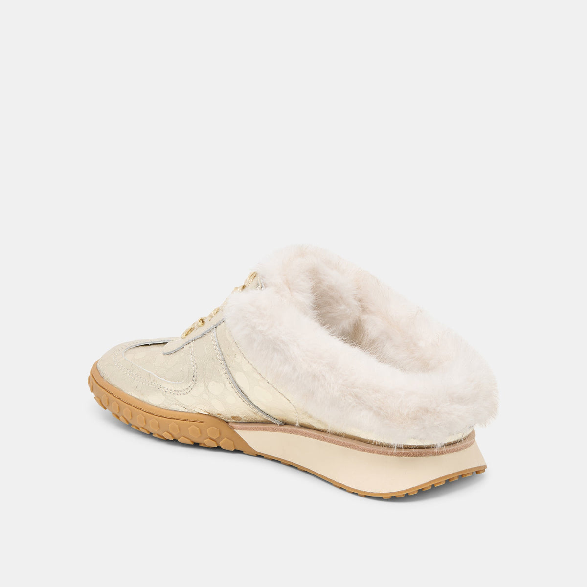 Dolce Vita SHOES Izzey Plush Platinum Leather Sneakers