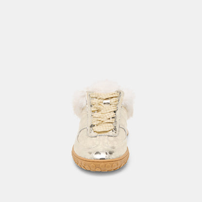Dolce Vita SHOES Izzey Plush Platinum Leather Sneakers