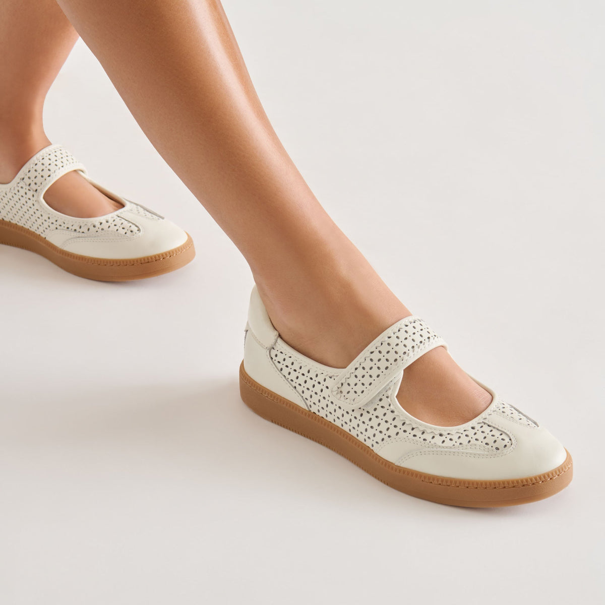 Dolce Vita SHOES Nanet White Perforated Leather Sneakers