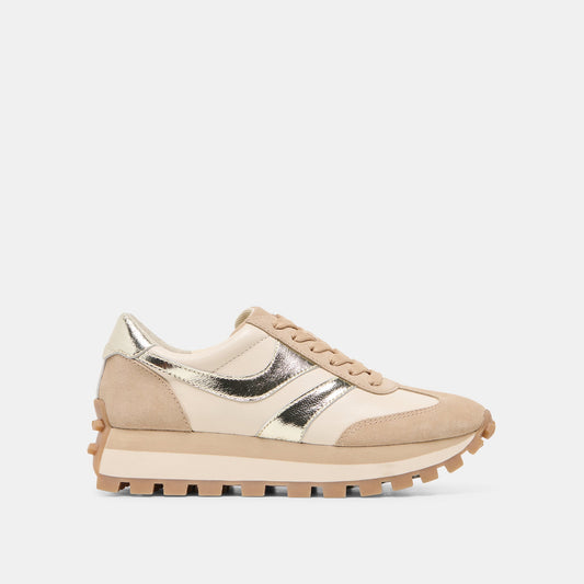 Dolce Vita SHOES TRESA White Gold Suede Platform Sneakers