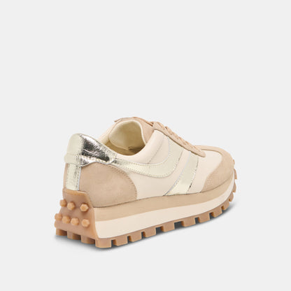 Dolce Vita SHOES TRESA White Gold Suede Platform Sneakers