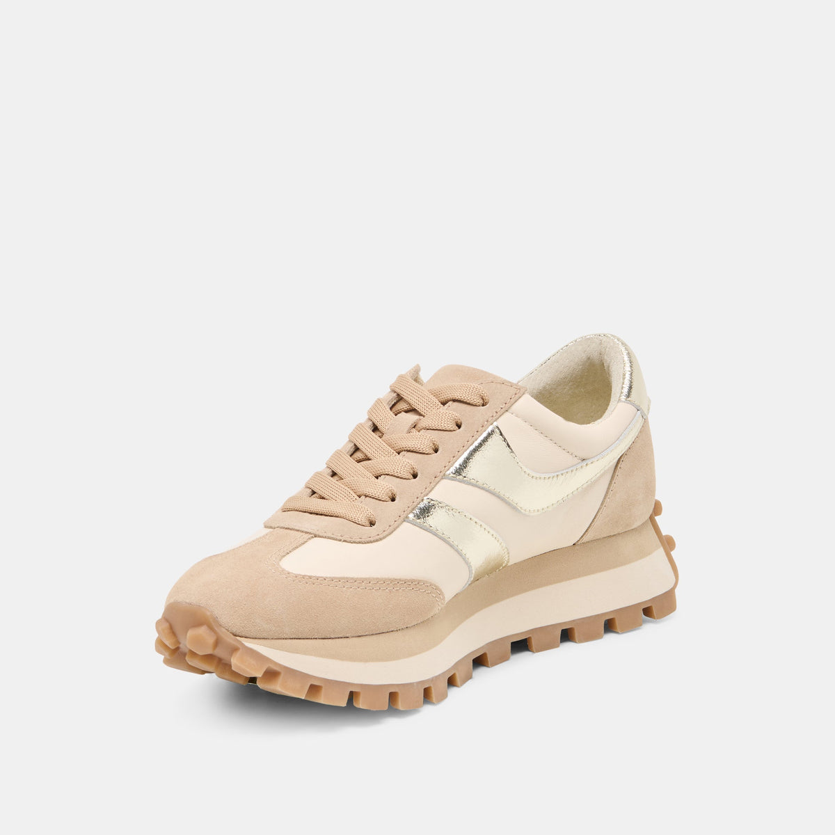 Dolce Vita SHOES TRESA White Gold Suede Platform Sneakers