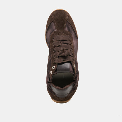 Dolce Vita SHOES Dakoda Dk Brown Satin Sneakers