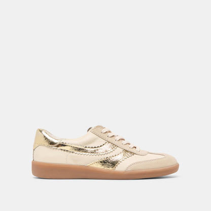 Dolce Vita SHOES Merit White Gold Leather Sneakers