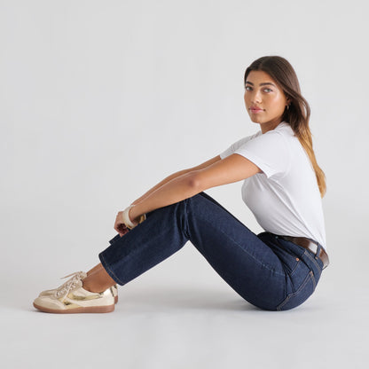 Dolce Vita SHOES Merit White Gold Leather Sneakers