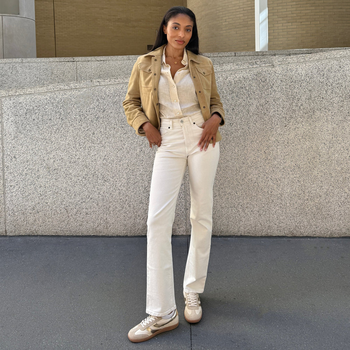 Dolce Vita SHOES Merit White Gold Leather Sneakers