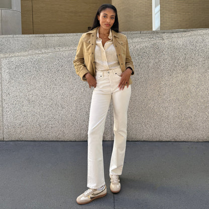 Dolce Vita SHOES Merit White Gold Leather Sneakers
