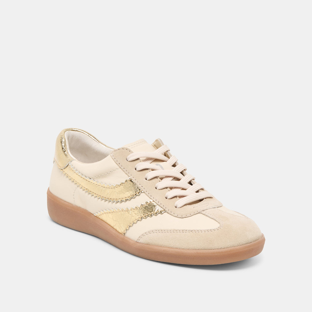 Dolce Vita SHOES Merit White Gold Leather Sneakers
