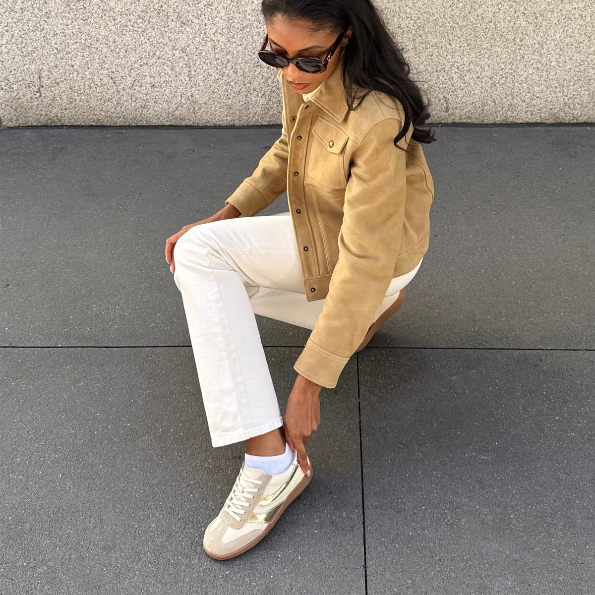 Dolce Vita SHOES Merit White Gold Leather Sneakers