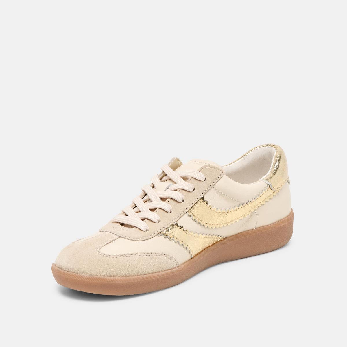 Dolce Vita SHOES Merit White Gold Leather Sneakers