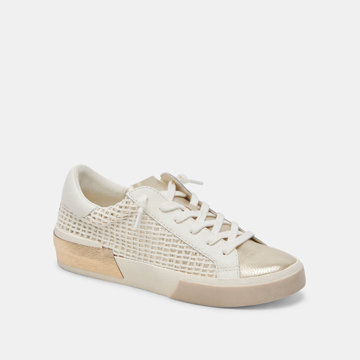 Dolce Vita SHOES Zina Bone Gold Woven Wide Sneakers