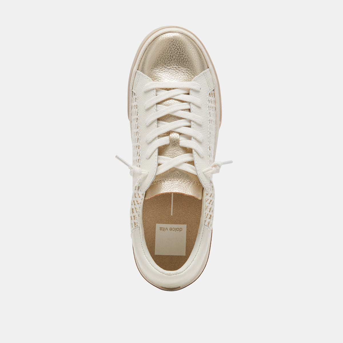 Dolce Vita SHOES Zina Bone Gold Woven Wide Sneakers