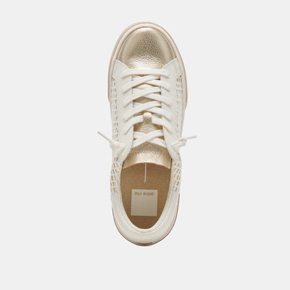 Dolce Vita SHOES Zina Bone Gold Woven Wide Sneakers