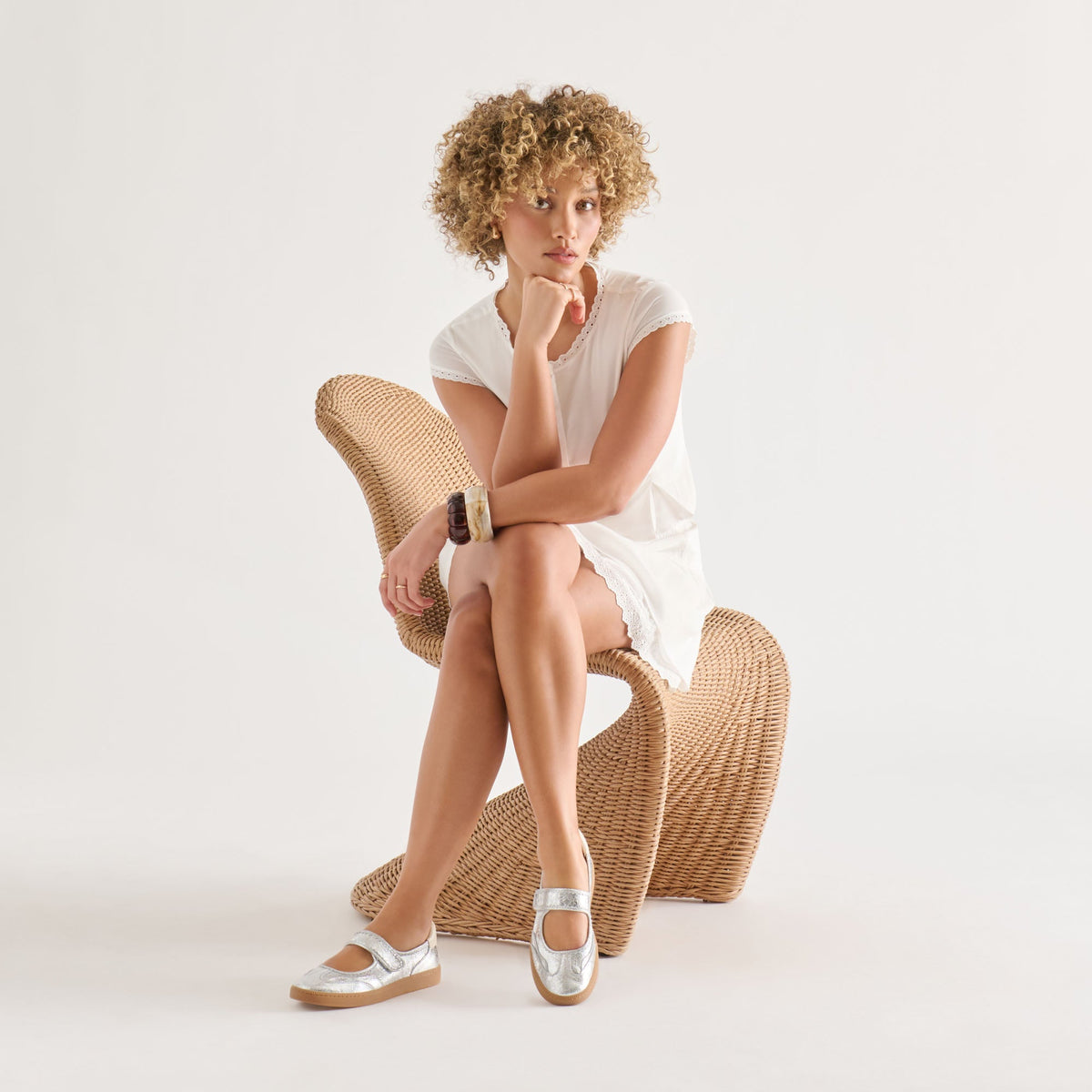 Dolce Vita SHOES Nanet Silver Leather Sneakers