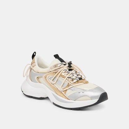 Dolce Vita SHOES Selmar Silver Gold Leather Sneakers