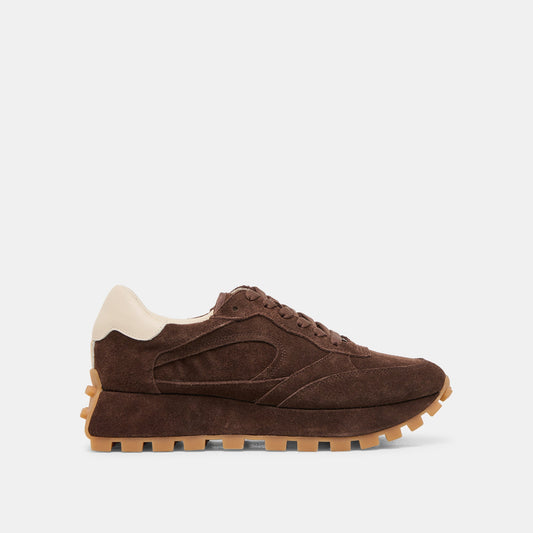 Dolce Vita SHOES Tricia Dk Brown Suede Sneakers