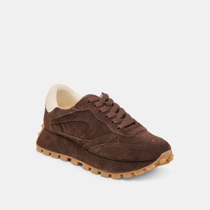 Dolce Vita SHOES Tricia Dk Brown Suede Sneakers