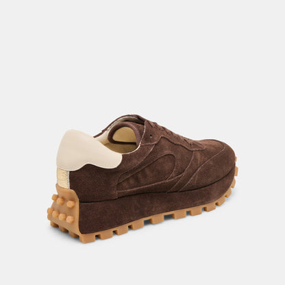 Dolce Vita SHOES Tricia Dk Brown Suede Sneakers