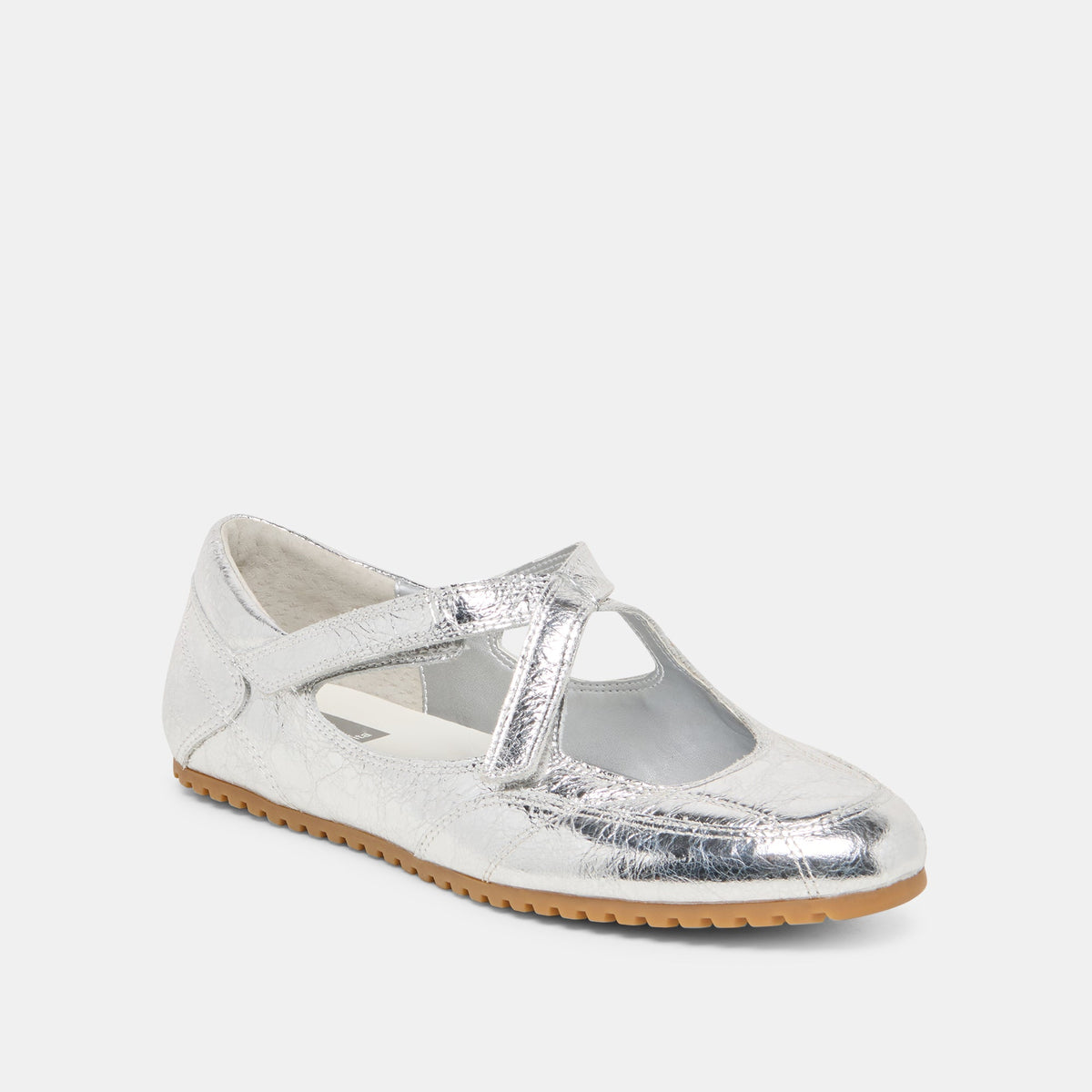 Dolce Vita SHOES YONO Silver Distressed Leather Ballet Sneaker Flats