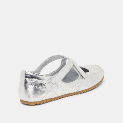 Dolce Vita SHOES YONO Silver Distressed Leather Ballet Sneaker Flats