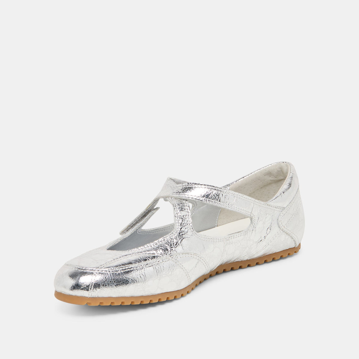 Dolce Vita SHOES YONO Silver Distressed Leather Ballet Sneaker Flats