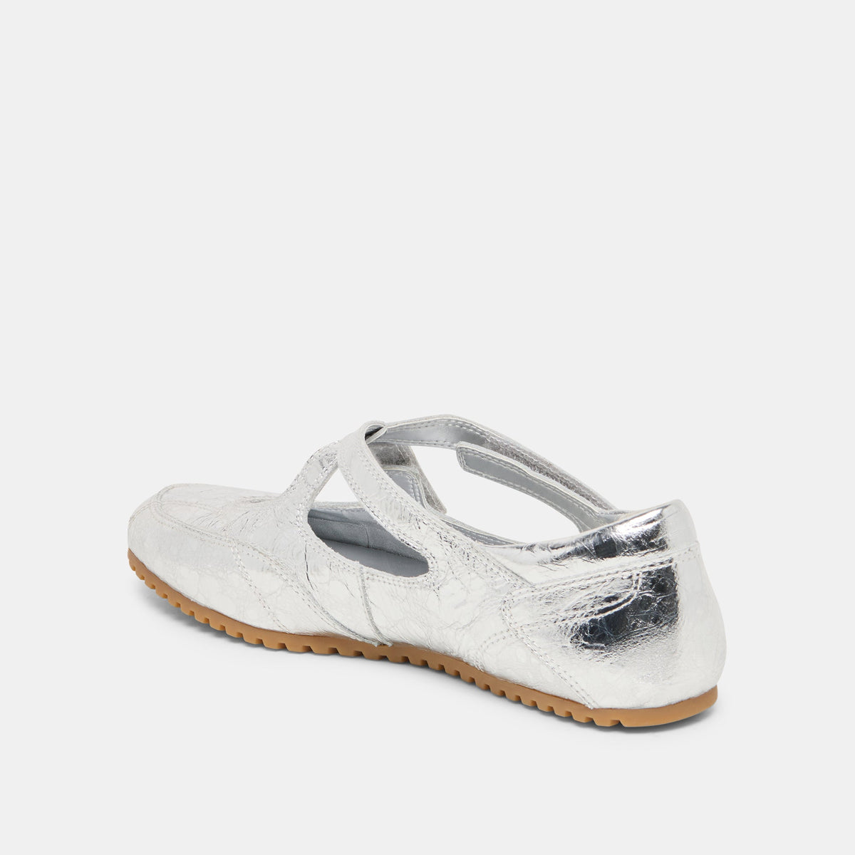 Dolce Vita SHOES YONO Silver Distressed Leather Ballet Sneaker Flats